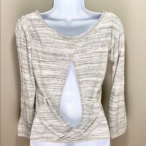 Reebok Gray & White L/S Open Back Top